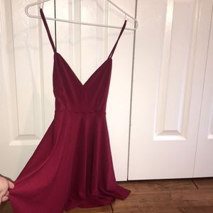 dark red flowy mini dress